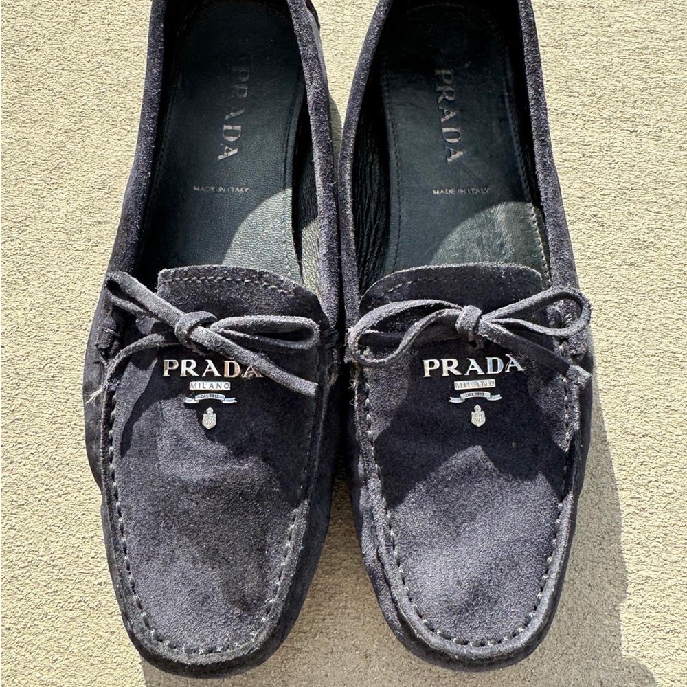 Prada loafers stunning navy suede